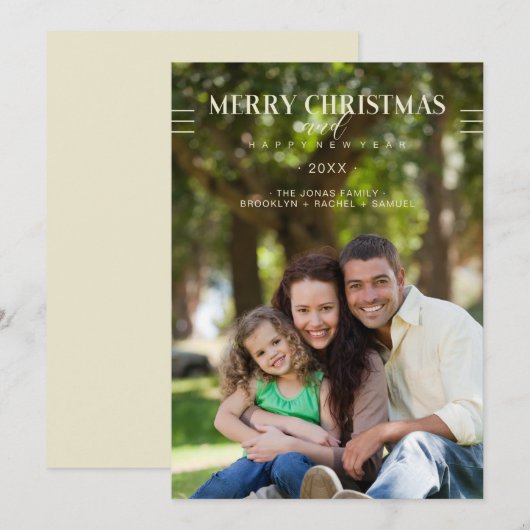 Merry Christmas Happy New Year Script Custom Photo (正面/裏面)