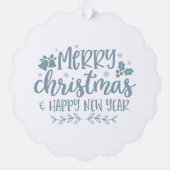 Merry Christmas Happy New Year Woodland Moose オーナメントカード (裏面)