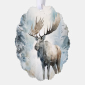 Merry Christmas Happy New Year Woodland Moose オーナメントカード (左)