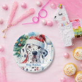 Merry Christmas Hat Festive Dalmatian -   ペーパープレート (パーティー)