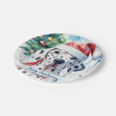 Merry Christmas Hat Festive Dalmatian -   ペーパープレート (アングル)