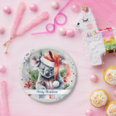 Merry Christmas Hat Festive Koala -   ペーパープレート (パーティー)