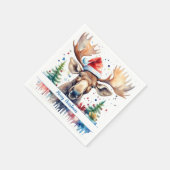 Merry Christmas Hat Festive Moose -   スタンダードカクテルナプキン (角)