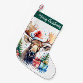 Merry Christmas Hat Festive Moose -  スモールクリスマスストッキング (正面 (吊り時))