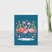 Merry Christmas Hat Santa Flamingo Light Christmas カード (正面)