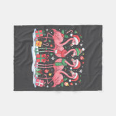 Merry Christmas Hat Santa Flamingo Light Christmas フリースブランケット (正面(横))