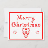 Merry Christmas Heart Candy Canes Peppermint Swirl シーズンカード (正面)