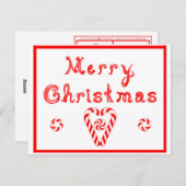 Merry Christmas Heart Candy Canes Peppermint Swirl シーズンカード (正面/裏面)