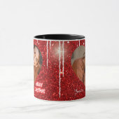 Merry Christmas Heart Personalized Photo Name  マグカップ (中央)