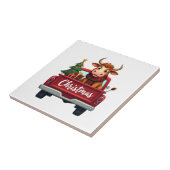 Merry Christmas Highland Cow Christmas Tree Red Tr タイル (側面)