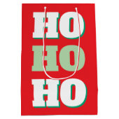 Merry Christmas HoHoHo Party Minimalist Plain ミディアムペーパーバッグ (裏面)