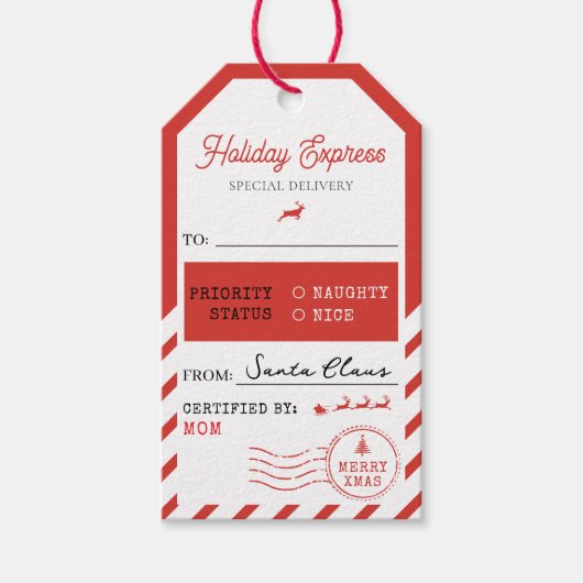 Merry Christmas Holiday Express Mail To From ギフトタグ (正面)