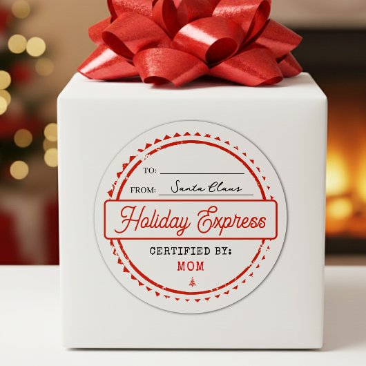 Merry Christmas Holiday Express Mail To From ラウンドシール