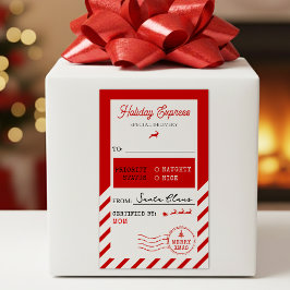 Merry Christmas Holiday Express Mail To From 長方形シール