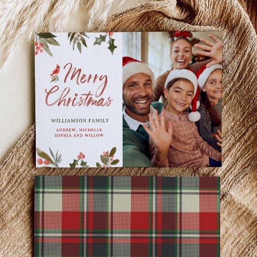 Merry Christmas Holiday Family Photo Card シーズンカード