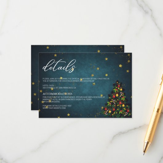 Merry Christmas Holiday Party Details Card エンクロージャーカード (正面/裏面インサイチュ)
