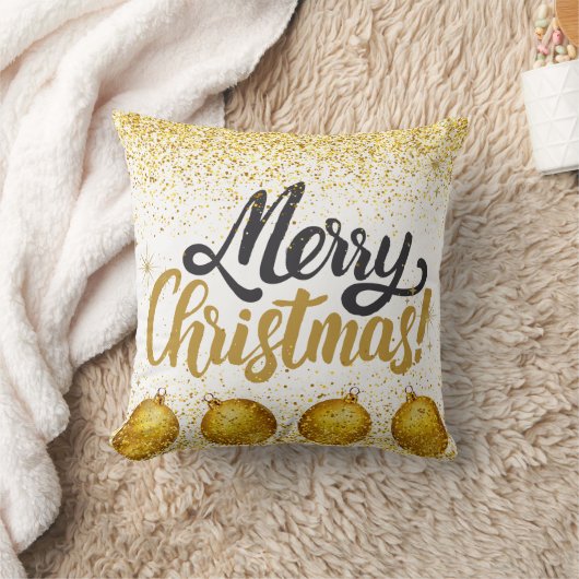 Merry Christmas Holiday Party Glitter クッション (ブランケット)