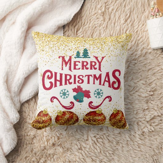Merry Christmas Holiday Party Glitter クッション (ブランケット)