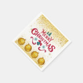 Merry Christmas Holiday Party Glitter スタンダードカクテルナプキン (角)