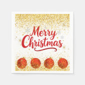 Merry Christmas Holiday Party Glitter スタンダードカクテルナプキン (正面)
