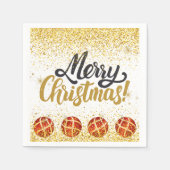 Merry Christmas Holiday Party Glitter スタンダードカクテルナプキン (正面)