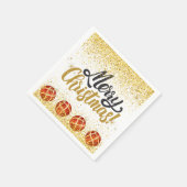 Merry Christmas Holiday Party Glitter スタンダードカクテルナプキン (角)