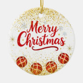 Merry Christmas Holiday Party Glitter セラミックオーナメント (正面)