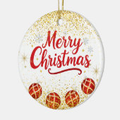Merry Christmas Holiday Party Glitter セラミックオーナメント (左)