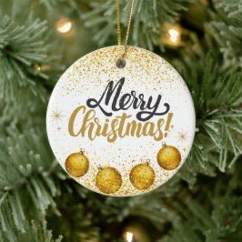 Merry Christmas Holiday Party Glitter セラミックオーナメント