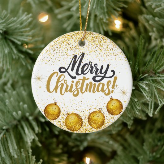 Merry Christmas Holiday Party Glitter セラミックオーナメント (ツリー)