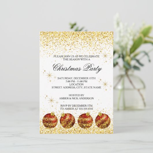 Merry Christmas Holiday Party Glitter 招待状 (スタンド正面)