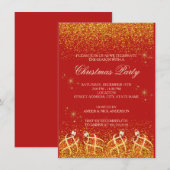 Merry Christmas Holiday Party Glitter 招待状 (正面/裏面)