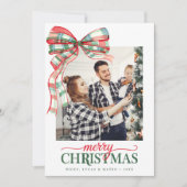 Merry Christmas Holiday Photo Red Green Card シーズンカード (正面)