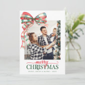 Merry Christmas Holiday Photo Red Green Card シーズンカード (スタンド正面)