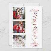 Merry Christmas Holiday Photos Collage Typography シーズンカード (正面)