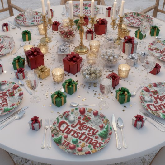 Merry Christmas Holiday Plate ペーパープレート