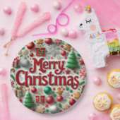 Merry Christmas Holiday Plate ペーパープレート (パーティー)