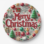 Merry Christmas Holiday Plate ペーパープレート (正面)