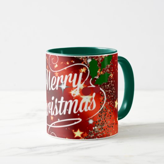 Merry Christmas, holiday red design マグカップ (正面右)
