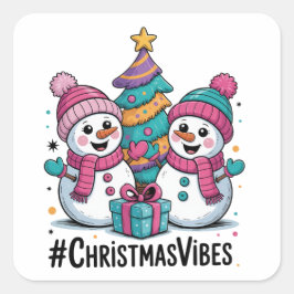 Merry Christmas Holiday Vibes スクエアシール