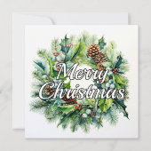 Merry Christmas Holiday Wreath シーズンカード (正面)
