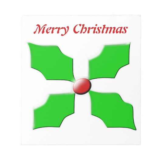 Merry Christmas Hollyカスタマイズ可能メモ帳 ノートパッド (正面)