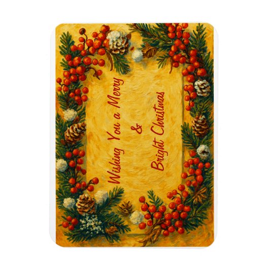 Merry Christmas Holly マグネット (縦)