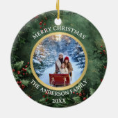 Merry Christmas Holly and Berries Family Ceramic  セラミックオーナメント (裏面)