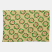 Merry Christmas Holly Wreath With Berries  キッチンタオル (横)