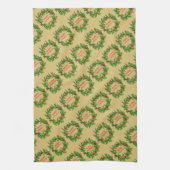 Merry Christmas Holly Wreath With Berries  キッチンタオル (縦)