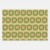 Merry Christmas Holly Wreath With Berries ラッピングペーパーシート (正面3)