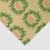 Merry Christmas Holly Wreath With Berries  薄葉紙 (詳細)