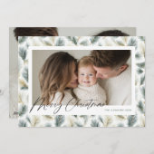 Merry Christmas Holy Berries Background シーズンカード (正面/裏面)