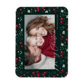 Merry Christmas Holy Berries Background マグネット (縦)